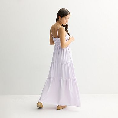 Juniors' Mary & Mo Airflow Tiered Maxi Dress