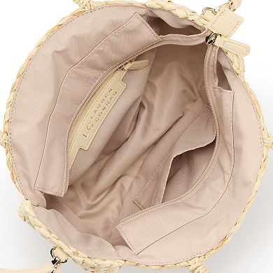 LC Lauren Conrad Jasmine Oval Embroidery Straw Tote Bag