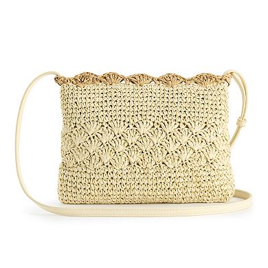 LC Lauren Conrad Seeley Scallop Edge Crochet Crossbody Bag
