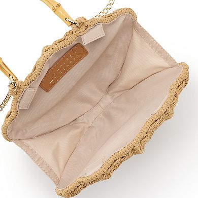 LC Lauren Conrad Shell Wicker Top Handle Bag