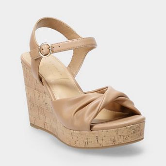 LC Lauren Conrad Florenzz Women's Twist Band Ankle Strap Wedge Sandals