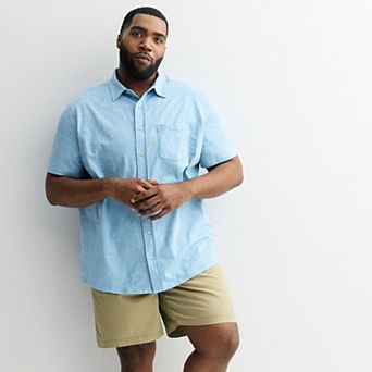 Big & Tall Sonoma Goods For Life® Knit Printed Short Sleeve Button-Down Shirt