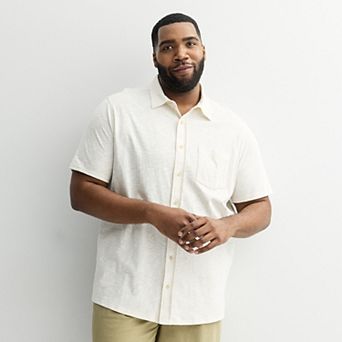 Big & Tall Sonoma Goods For Life® Knit Printed Short Sleeve Button-Down Shirt