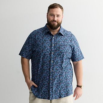 Big & Tall Sonoma Goods For Life® Knit Printed Short Sleeve Button-Down Shirt