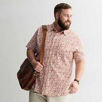 Big & Tall Sonoma Goods For Life® Knit Printed Short Sleeve Button-Down Shirt