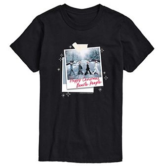 Big & Tall The Beatles Happy Christmas Polaroids Graphic Tee