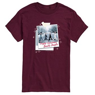 Big & Tall The Beatles Happy Christmas Polaroids Graphic Tee