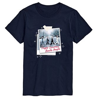 Big & Tall The Beatles Happy Christmas Polaroids Graphic Tee