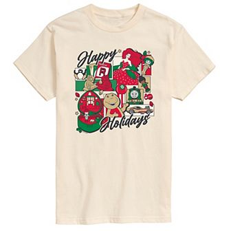 Big & Tall Mattel Happy Holidays Grid Graphic Tee