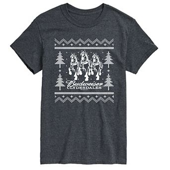 Big & Tall Budweiser Clydesdales Ugly Sweater Graphic Tee