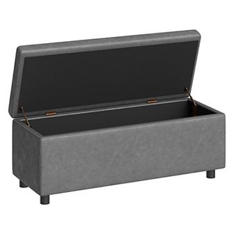 Storage Ottoman Bench with Synthetic Leather, Dual Safety Hinges, and 660 lbs Load Capacity