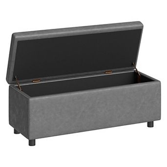 Storage Ottoman Bench with Synthetic Leather, Dual Safety Hinges, and 660 lbs Load Capacity