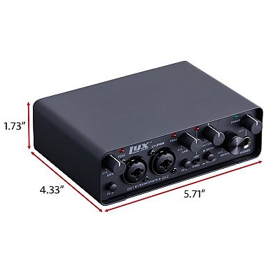 LyxPro 2x2 USB Audio Interface with Asio Driver, Software, Studio Monitors & Isolation Shield