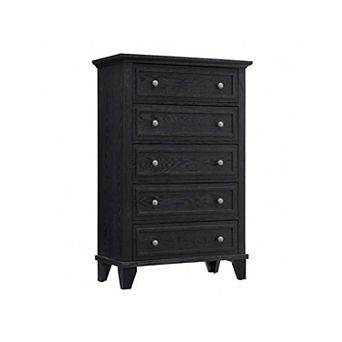5 Drawer Dresser with Metal Handles, Closet Organizer and Storage for Bedroom, Living Room,Black