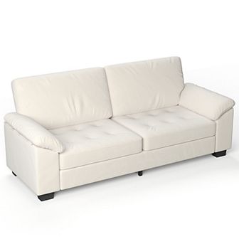 Modern Oversized Loveseat, Beige Upholstered Loveseat with Soft Spacious Armrests