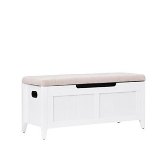 42" Wooden Storage Bench with Flip-Top Toy Chest, Seating & 2 Safety Hinges