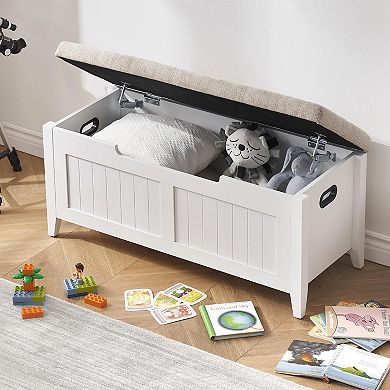 42" Wooden Storage Bench with Flip-Top Toy Chest, Seating & 2 Safety Hinges