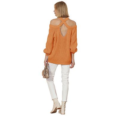 Women's Halter Neck Knitted Semi Backless Pullover for Everyday Looks