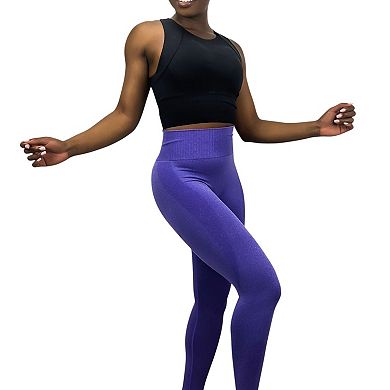 Active Women's High Neck Seamless Crop Tank Top with Wide Straps and Stretch Compression Fit