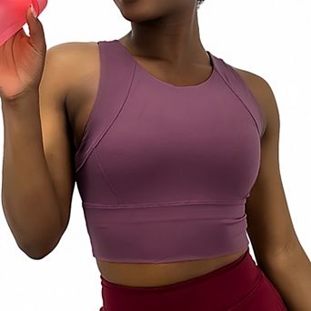 Active Women's High Neck Seamless Crop Tank Top with Wide Straps and Stretch Compression Fit