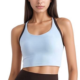 Women's Scoop Neck Racerback Sports Bra with Contrast Trim