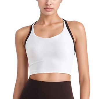 Women's Scoop Neck Racerback Sports Bra with Contrast Trim