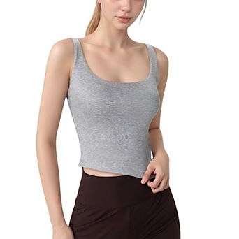 Women's Ribbed Knit Square Neck Tank Top with Wide Straps