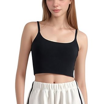 Women's Scoop Neck Spaghetti Strap Sports Bra with Smooth Finish
