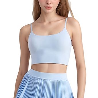 Women's Scoop Neck Spaghetti Strap Sports Bra with Smooth Finish