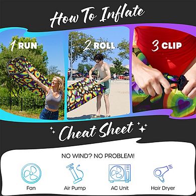 Nevlers Rainbow Heart Inflatable Lounger with Travel Bag and Pockets