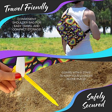 Nevlers Rainbow Heart Inflatable Lounger with Travel Bag and Pockets