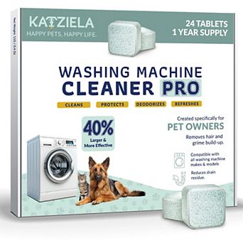 Katziela Washing Machine Cleaner Tablets 24 Pro Version (40% More Cleaning Power) for Pet Owners