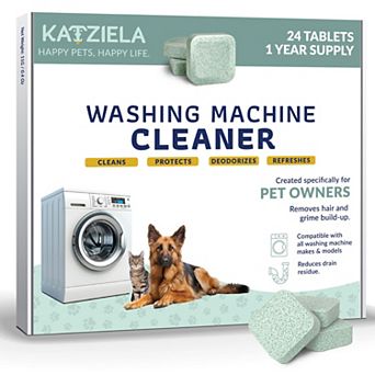 Katziela Washing Machine Cleaner Tablets 24 Pack (12-Month Supply) Formulated for Pet Owners