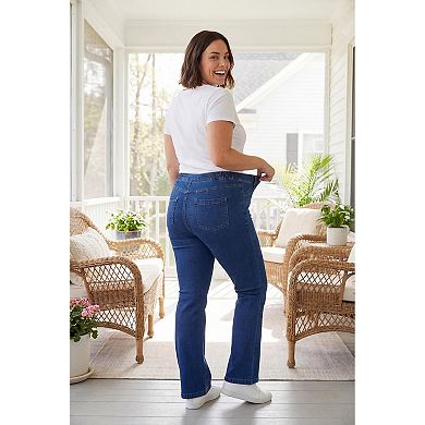 Woman Within Plus Size Bootcut Stretch-Knit Denim Five-Pocket Jeans