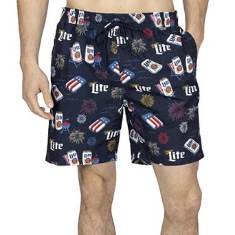 Men's Trinity Coast Miller Lite Flag Elastic Waist 7-Inch Swim Trunks