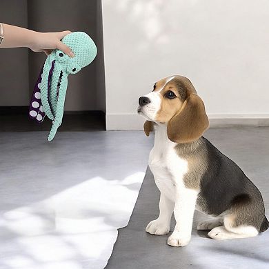 Large Octopus Squeaky Plush Dog Toy - Durable Knotted Design, Ideal for Tug and Fetch Play