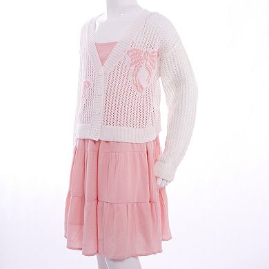 Girls 7-16 Mini Society Bow Icon Cardigan & Dress Set