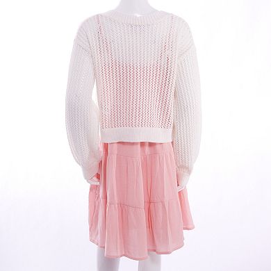 Girls 7-16 Mini Society Bow Icon Cardigan & Dress Set