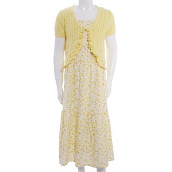 Girls 7-16 Mini Society 2 pc Cardigan & Midi Dress Set