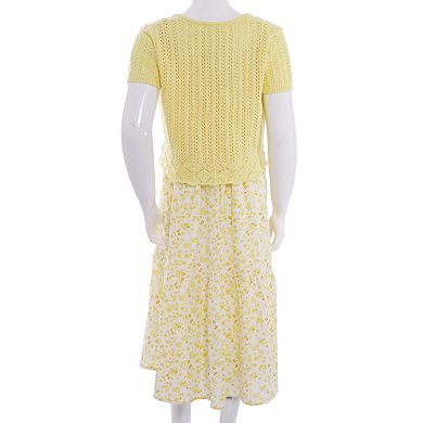 Girls 7-16 Mini Society 2-pc. Cardigan & Midi Dress Set