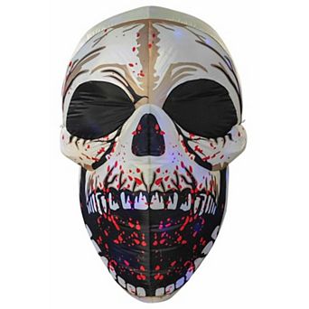 GOOSH 4 FT Halloween Inflatables Skull Decorations Blow Up Yard Scary Colorful Dimming Skull