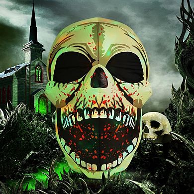 GOOSH 4 FT Halloween Inflatables Skull Decorations Blow Up Yard Scary Colorful Dimming Skull