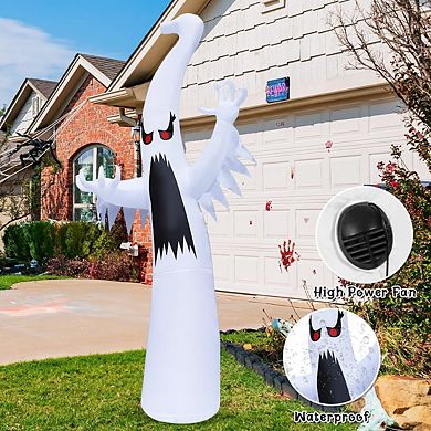 GOOSH 6 FT Halloween Inflatables Ghost Scary Red Eye Dimming Ghost with Built-in Colorful LEDs