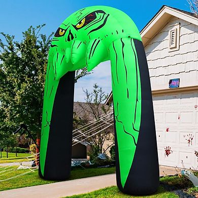 GOOSH 10 FT Halloween Inflatables Archway Monster Mouth Archway with Built-in LEDs