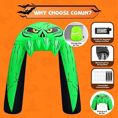GOOSH 10 FT Halloween Inflatables Archway Monster Mouth Archway with Built-in LEDs