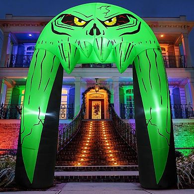GOOSH 10 FT Halloween Inflatables Archway Monster Mouth Archway with Built-in LEDs