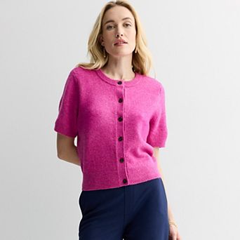 Women's Nine West Short Sleeve Cozy Cardigan Sweater