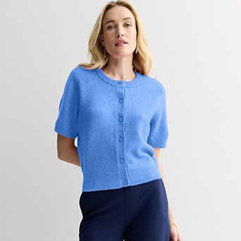 Women's Nine West Short Sleeve Cozy Cardigan Sweater