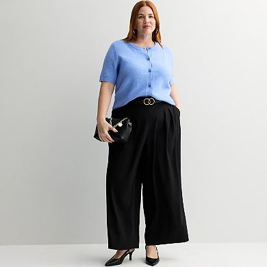 Plus Size Nine West Short Sleeve Cozy Cardigan