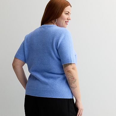 Plus Size Nine West Short Sleeve Cozy Cardigan